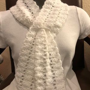 White winter scarf neck warmer handmade adjustable